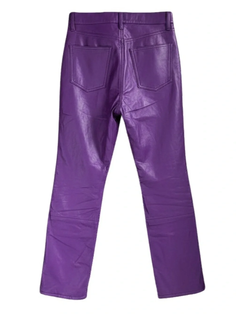 Agolde Purple Recycled Leather Straight-Leg Pants
